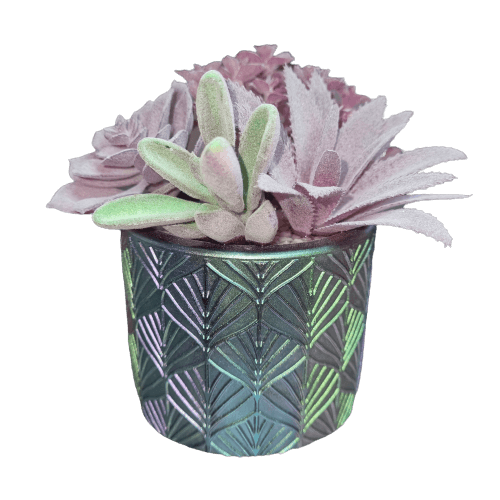 Chameleon plant pot with fake succulents - Epoxynoob